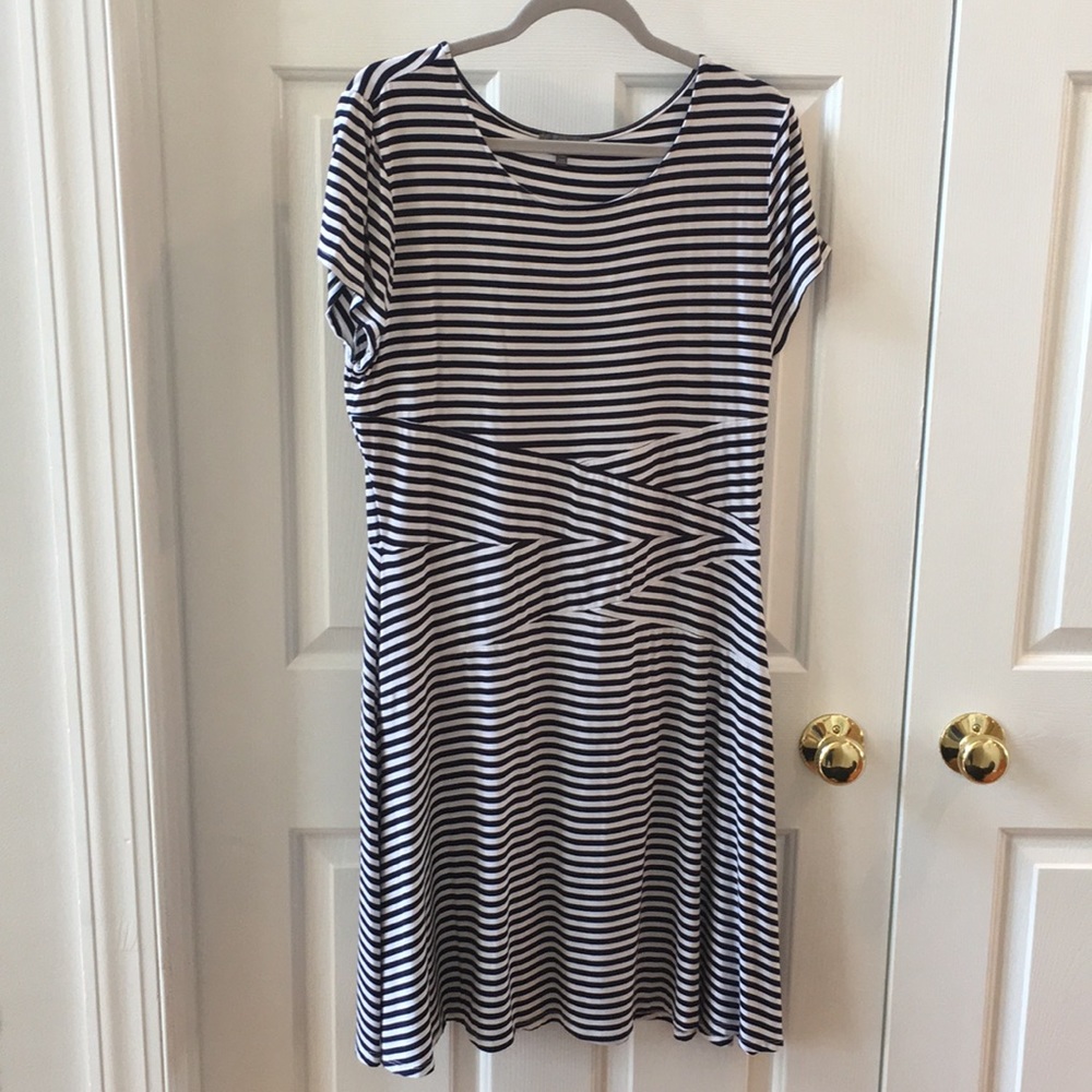 Navy/White Striped T-Shirt Dress